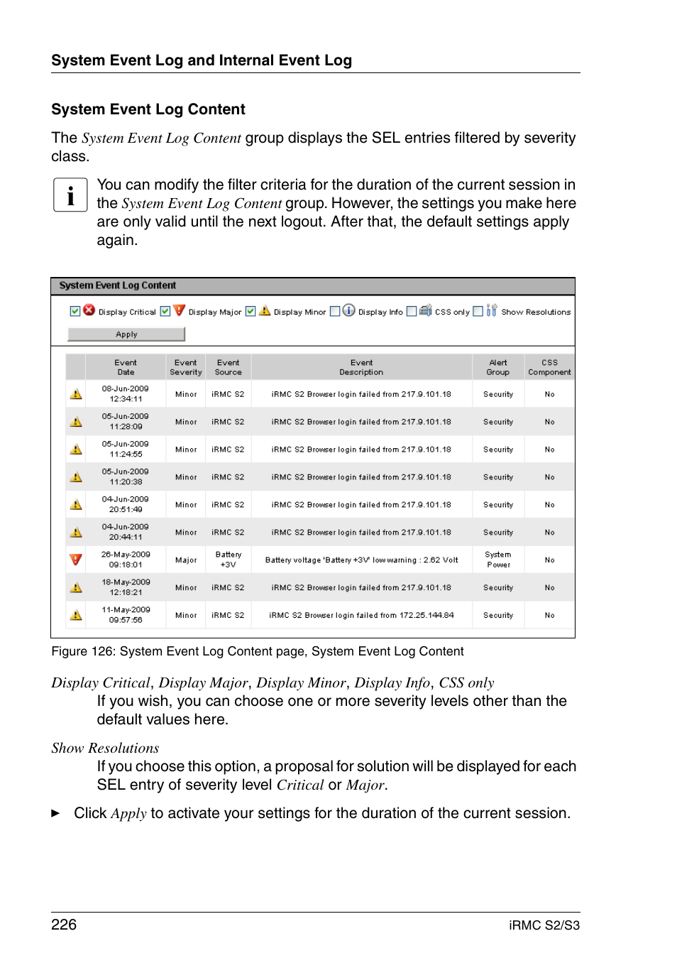 FUJITSU INTEGRATED REMOTE MANAGEMENT CONTROLLER IRMC S2/S3 User Manual | Page 226 / 426