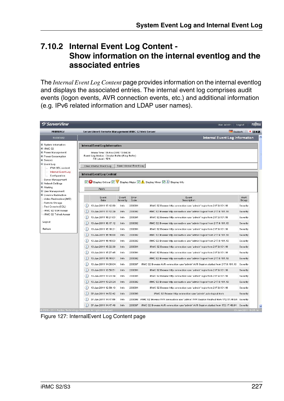 FUJITSU INTEGRATED REMOTE MANAGEMENT CONTROLLER IRMC S2/S3 User Manual | Page 227 / 426