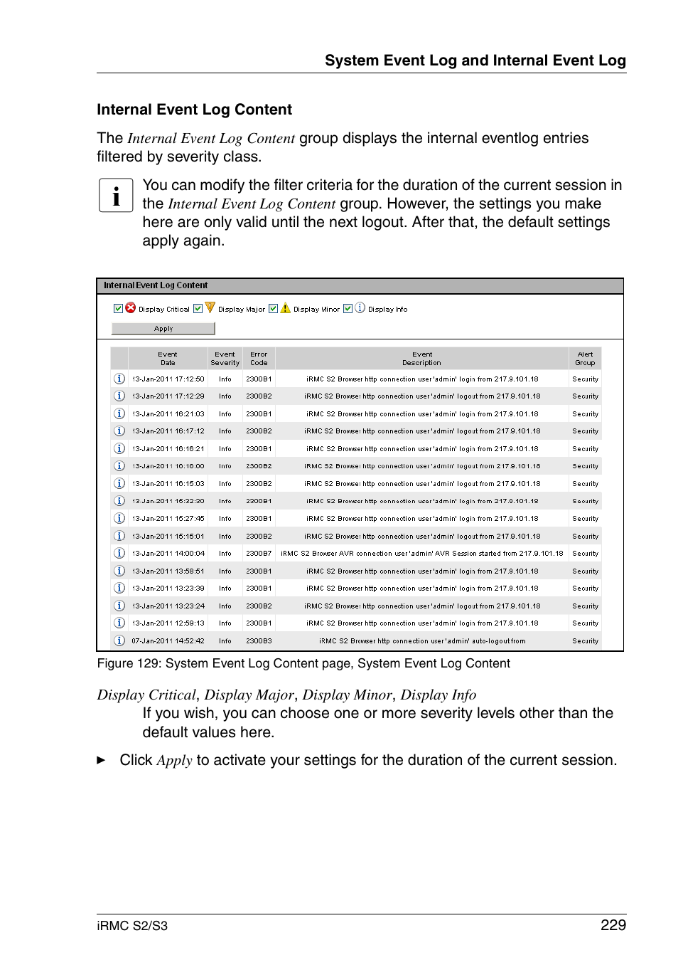 FUJITSU INTEGRATED REMOTE MANAGEMENT CONTROLLER IRMC S2/S3 User Manual | Page 229 / 426