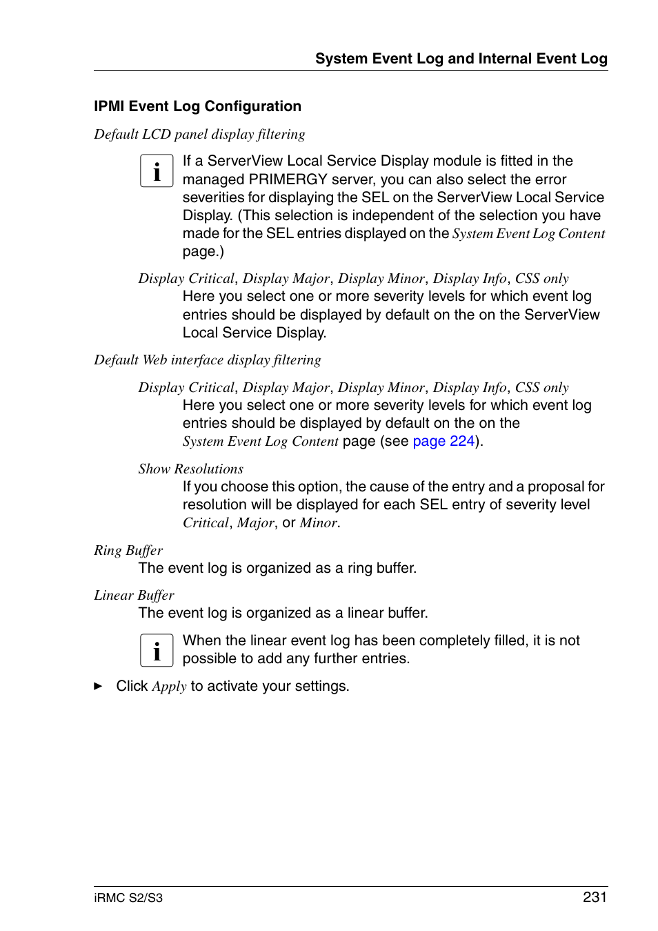 FUJITSU INTEGRATED REMOTE MANAGEMENT CONTROLLER IRMC S2/S3 User Manual | Page 231 / 426