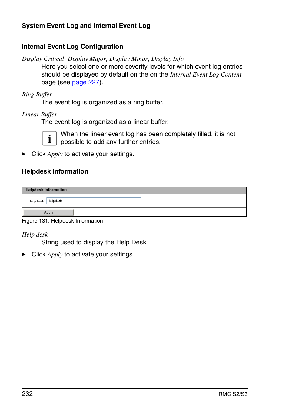 FUJITSU INTEGRATED REMOTE MANAGEMENT CONTROLLER IRMC S2/S3 User Manual | Page 232 / 426