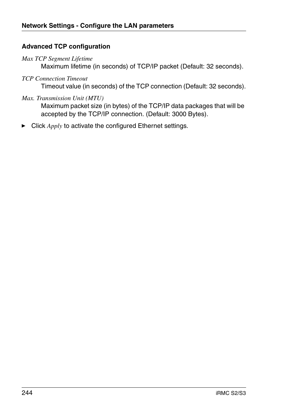 FUJITSU INTEGRATED REMOTE MANAGEMENT CONTROLLER IRMC S2/S3 User Manual | Page 244 / 426