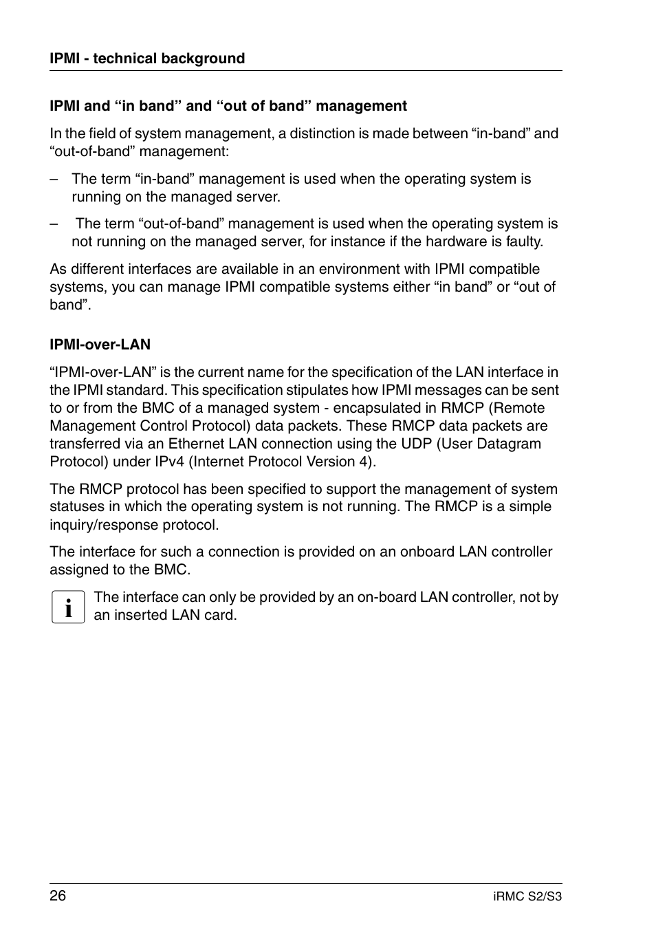 FUJITSU INTEGRATED REMOTE MANAGEMENT CONTROLLER IRMC S2/S3 User Manual | Page 26 / 426