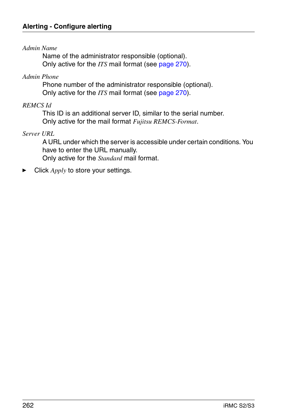 FUJITSU INTEGRATED REMOTE MANAGEMENT CONTROLLER IRMC S2/S3 User Manual | Page 262 / 426