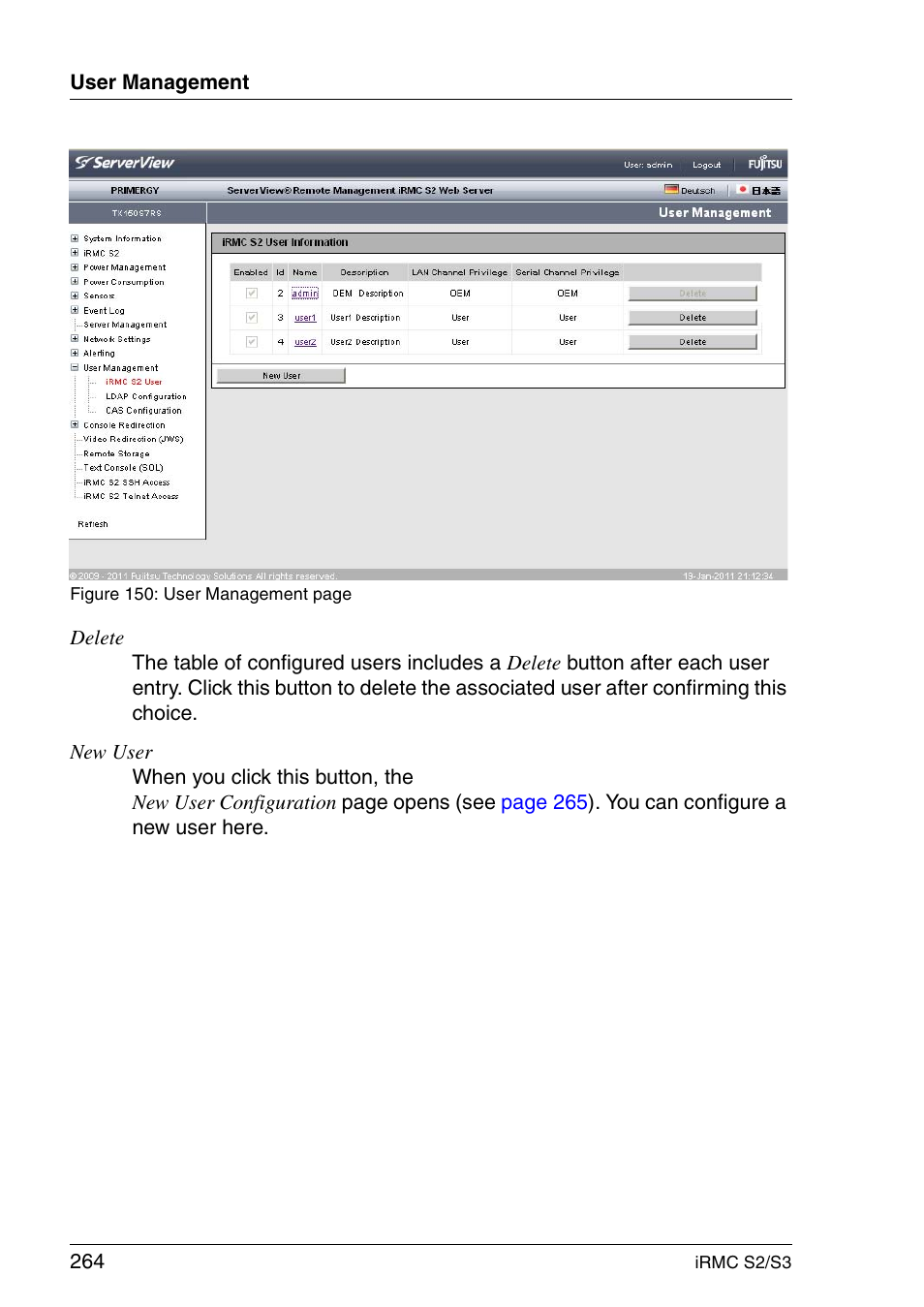 FUJITSU INTEGRATED REMOTE MANAGEMENT CONTROLLER IRMC S2/S3 User Manual | Page 264 / 426