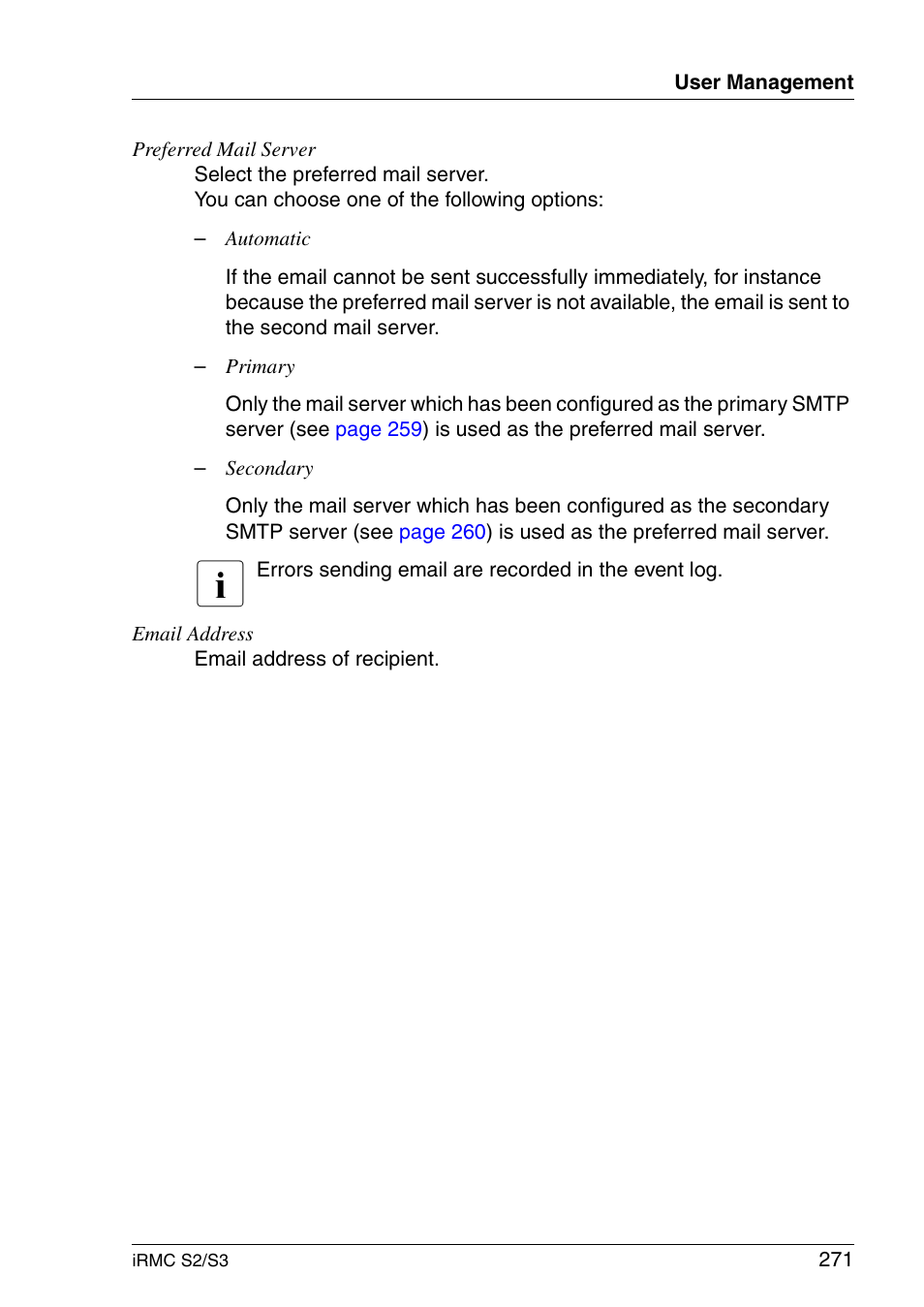 FUJITSU INTEGRATED REMOTE MANAGEMENT CONTROLLER IRMC S2/S3 User Manual | Page 271 / 426