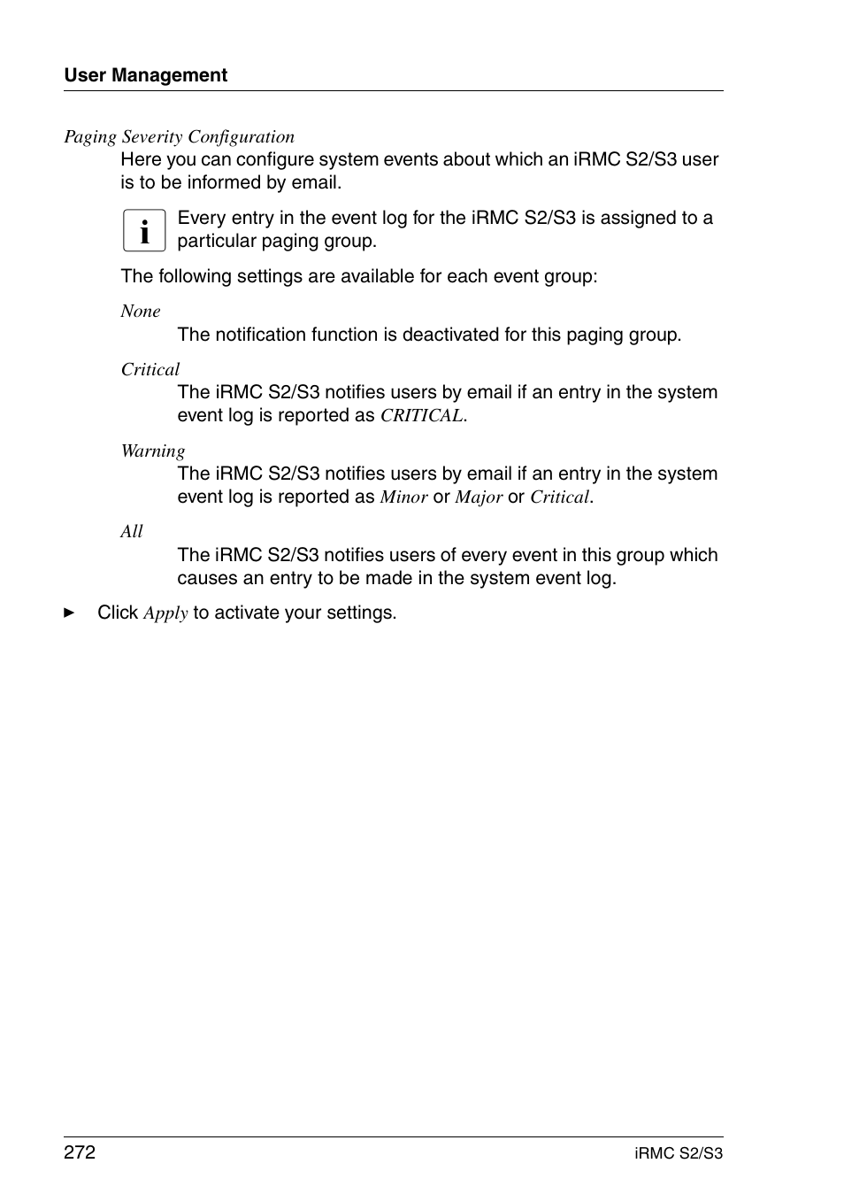 FUJITSU INTEGRATED REMOTE MANAGEMENT CONTROLLER IRMC S2/S3 User Manual | Page 272 / 426