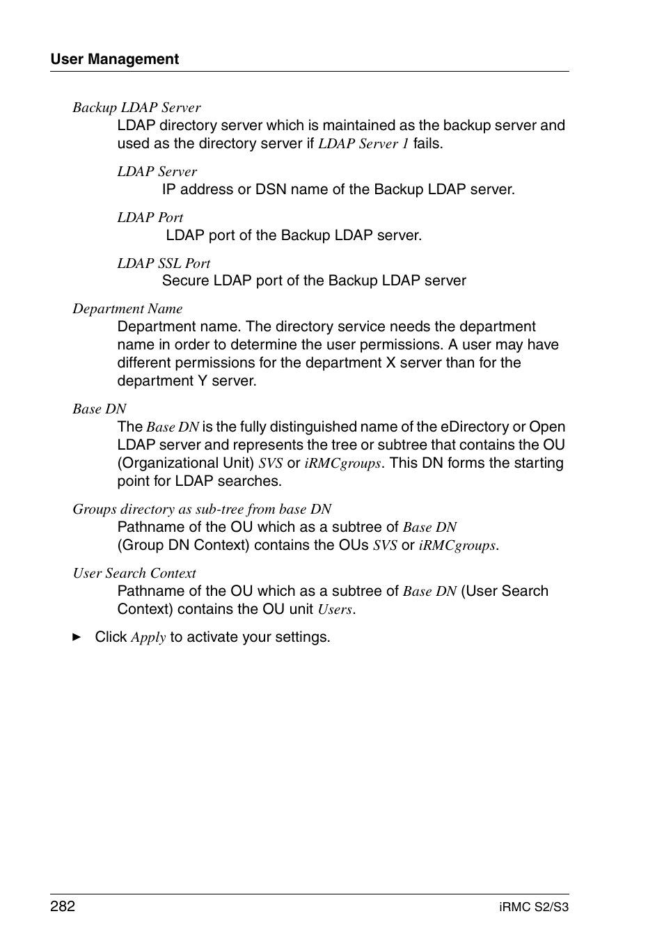 FUJITSU INTEGRATED REMOTE MANAGEMENT CONTROLLER IRMC S2/S3 User Manual | Page 282 / 426