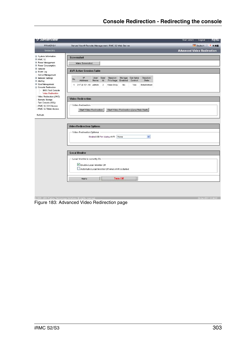 FUJITSU INTEGRATED REMOTE MANAGEMENT CONTROLLER IRMC S2/S3 User Manual | Page 303 / 426