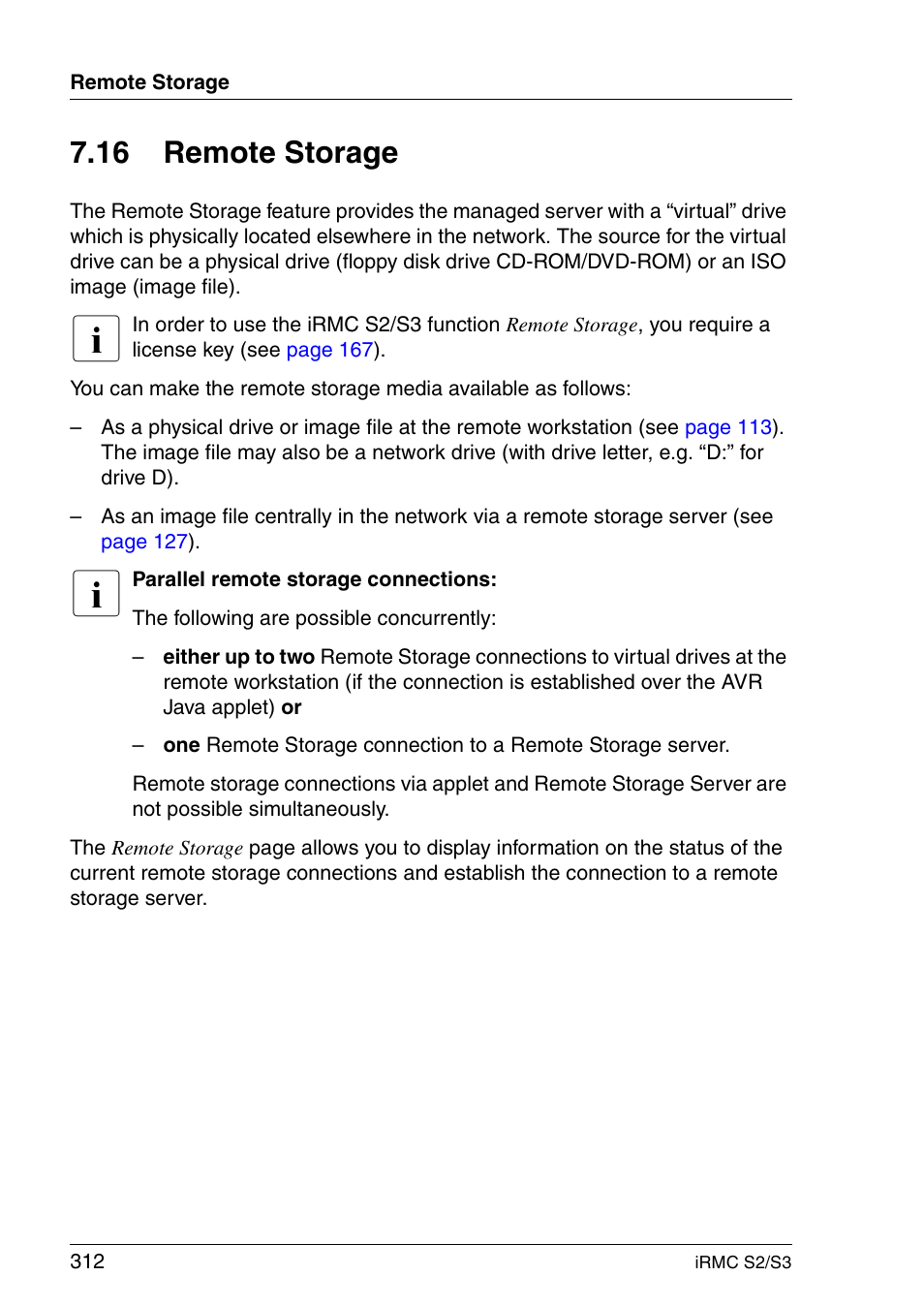 Remote storage, 16 remote storage | FUJITSU INTEGRATED REMOTE MANAGEMENT CONTROLLER IRMC S2/S3 User Manual | Page 312 / 426