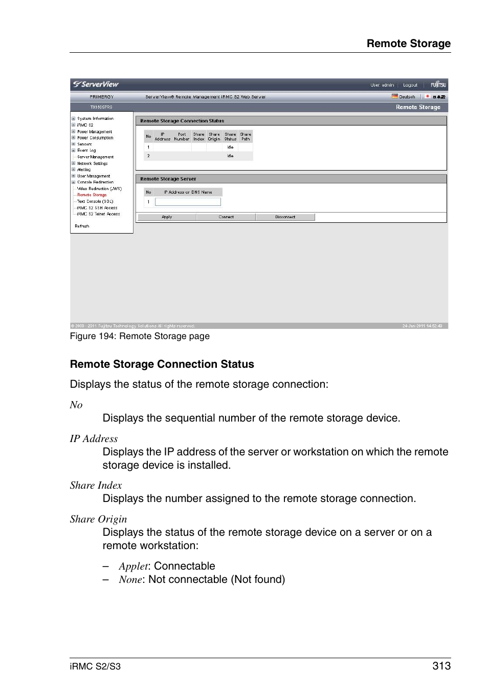 FUJITSU INTEGRATED REMOTE MANAGEMENT CONTROLLER IRMC S2/S3 User Manual | Page 313 / 426