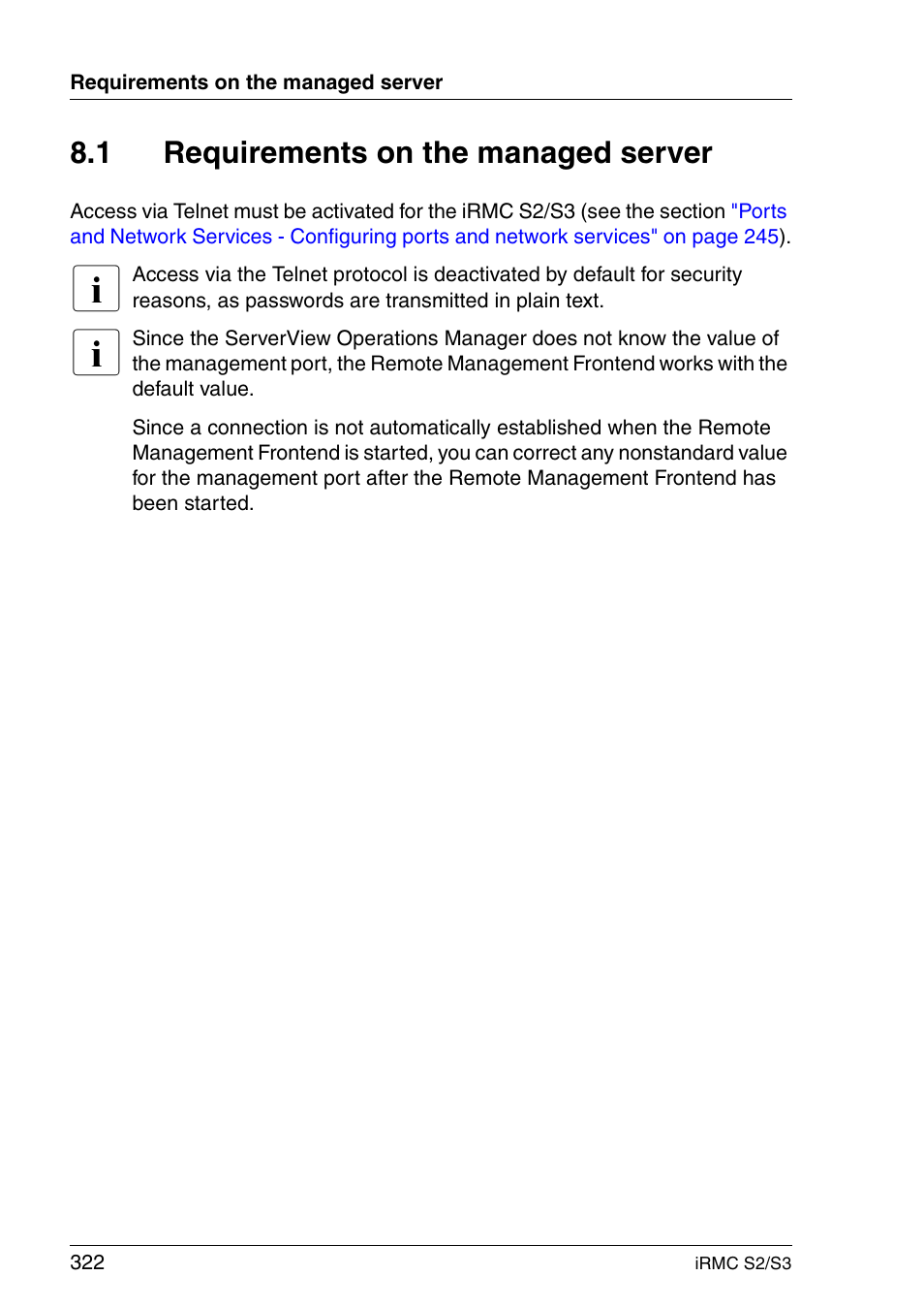 Requirements on the managed server, 1 requirements on the managed server | FUJITSU INTEGRATED REMOTE MANAGEMENT CONTROLLER IRMC S2/S3 User Manual | Page 322 / 426