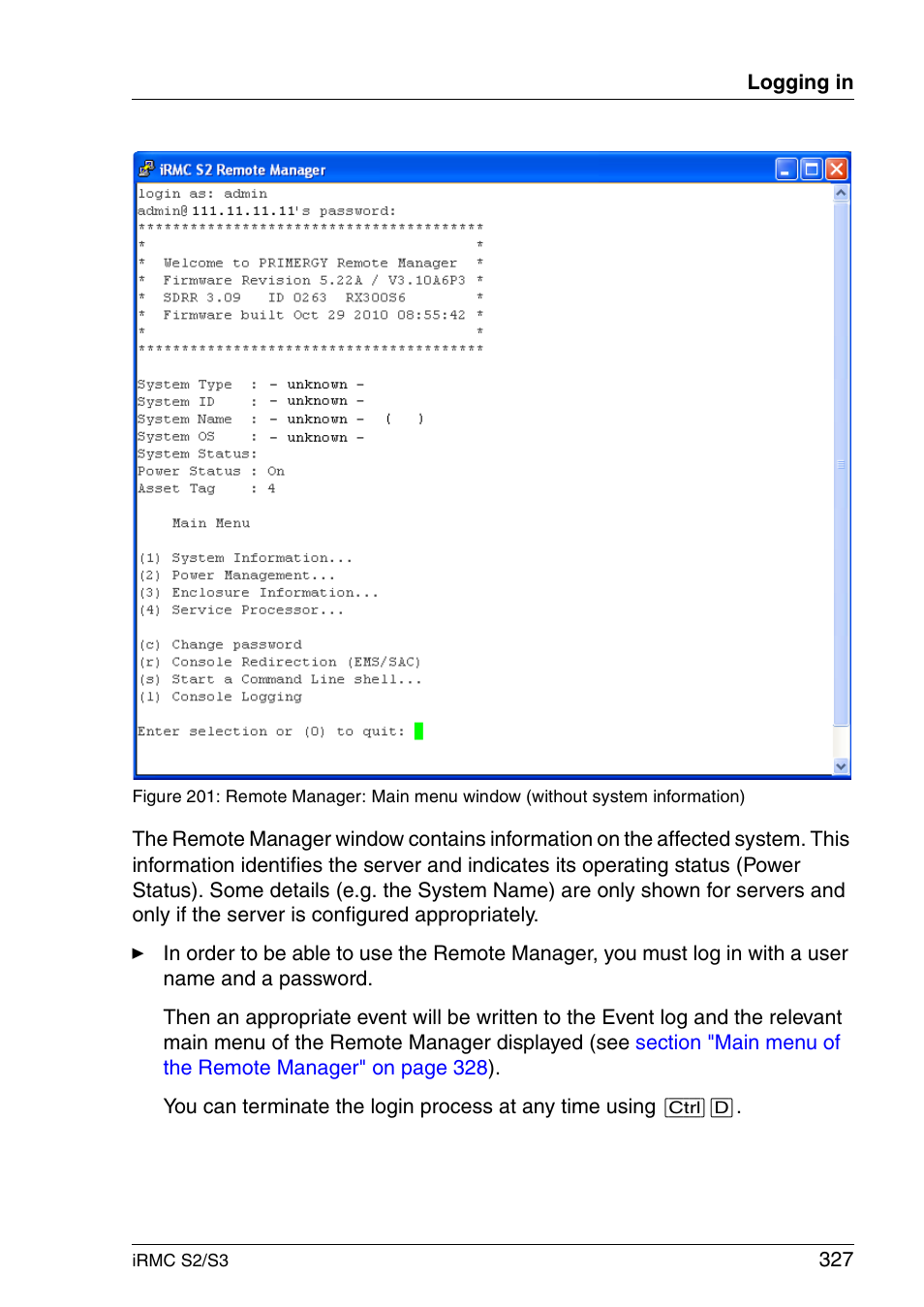 FUJITSU INTEGRATED REMOTE MANAGEMENT CONTROLLER IRMC S2/S3 User Manual | Page 327 / 426