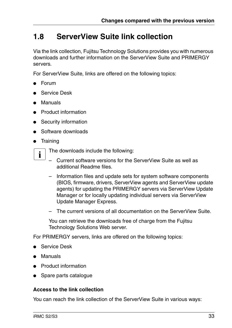 Serverview suite link collection, 8 serverview suite link collection | FUJITSU INTEGRATED REMOTE MANAGEMENT CONTROLLER IRMC S2/S3 User Manual | Page 33 / 426