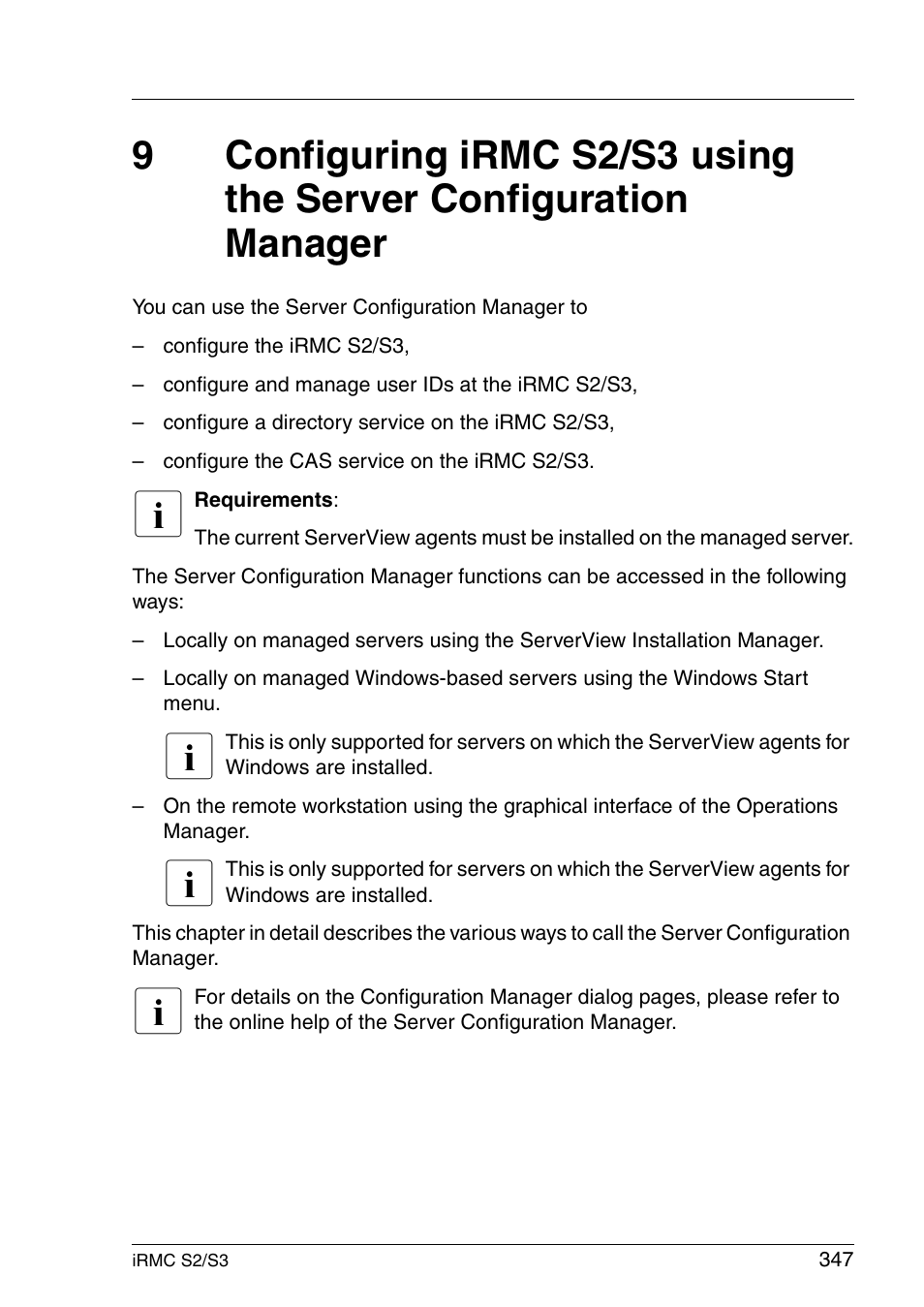 Chapter "configuring, Chapter "configuring irmc s2/s3 using the | FUJITSU INTEGRATED REMOTE MANAGEMENT CONTROLLER IRMC S2/S3 User Manual | Page 347 / 426
