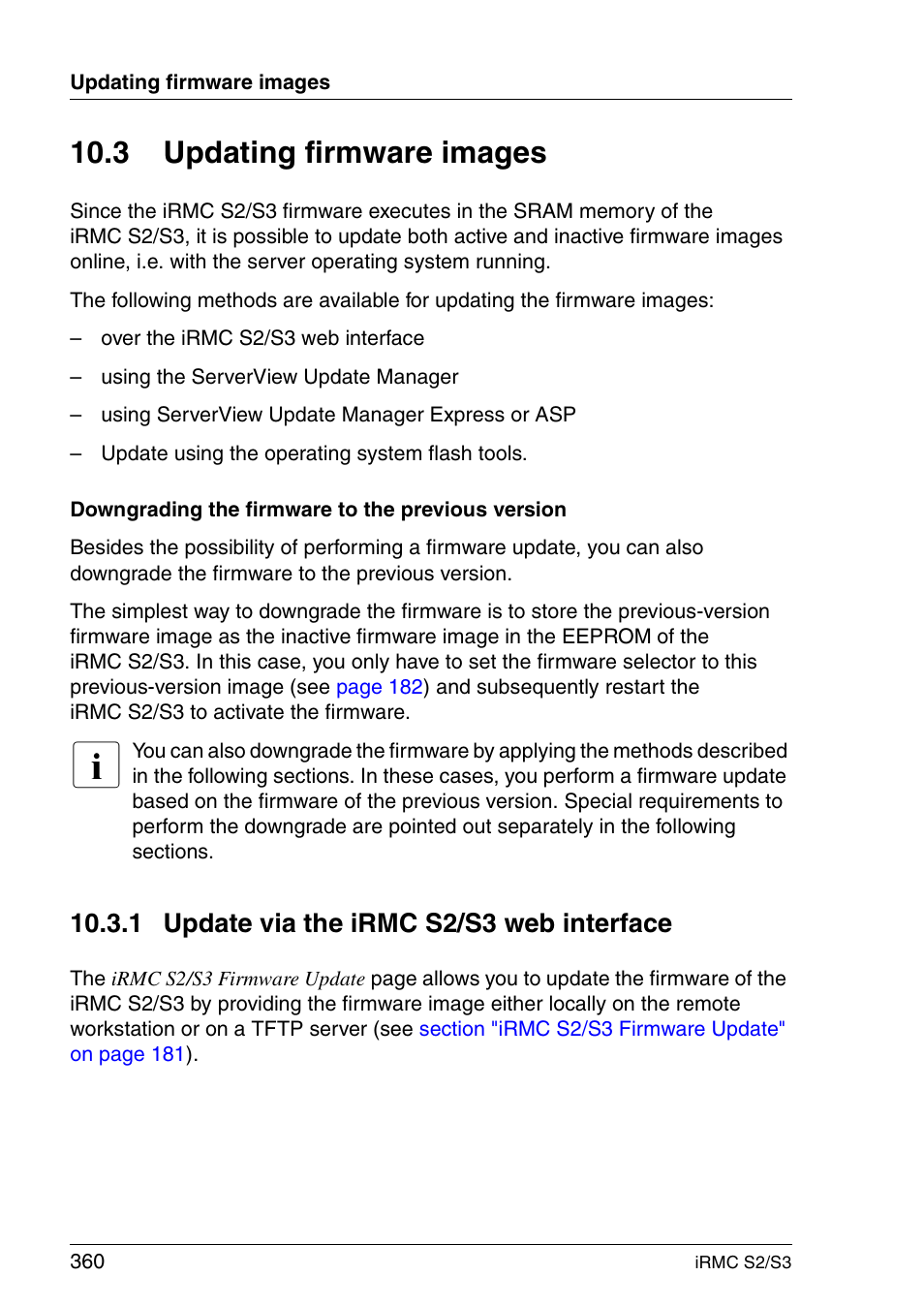 Updating firmware images, Update via the irmc s2/s3 web interface, 3 updating firmware images | 1 update via the irmc s2/s3 web interface | FUJITSU INTEGRATED REMOTE MANAGEMENT CONTROLLER IRMC S2/S3 User Manual | Page 360 / 426