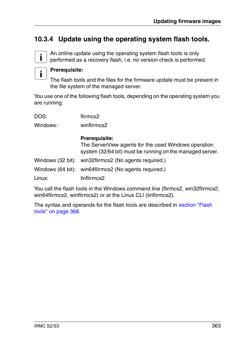 Update using the operating system flash tools, 4 update using the operating system flash tools | FUJITSU INTEGRATED REMOTE MANAGEMENT CONTROLLER IRMC S2/S3 User Manual | Page 363 / 426