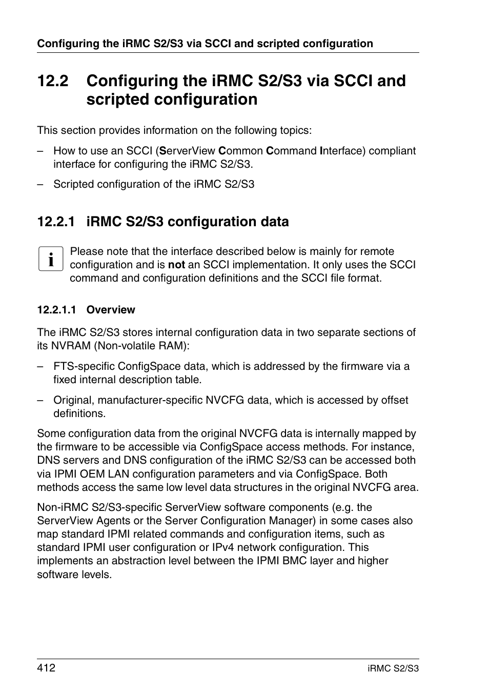 Irmc s2/s3 configuration data, Overview, 1 irmc s2/s3 configuration data | FUJITSU INTEGRATED REMOTE MANAGEMENT CONTROLLER IRMC S2/S3 User Manual | Page 412 / 426