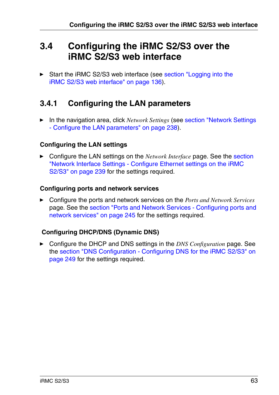 Configuring the lan parameters, 1 configuring the lan parameters | FUJITSU INTEGRATED REMOTE MANAGEMENT CONTROLLER IRMC S2/S3 User Manual | Page 63 / 426