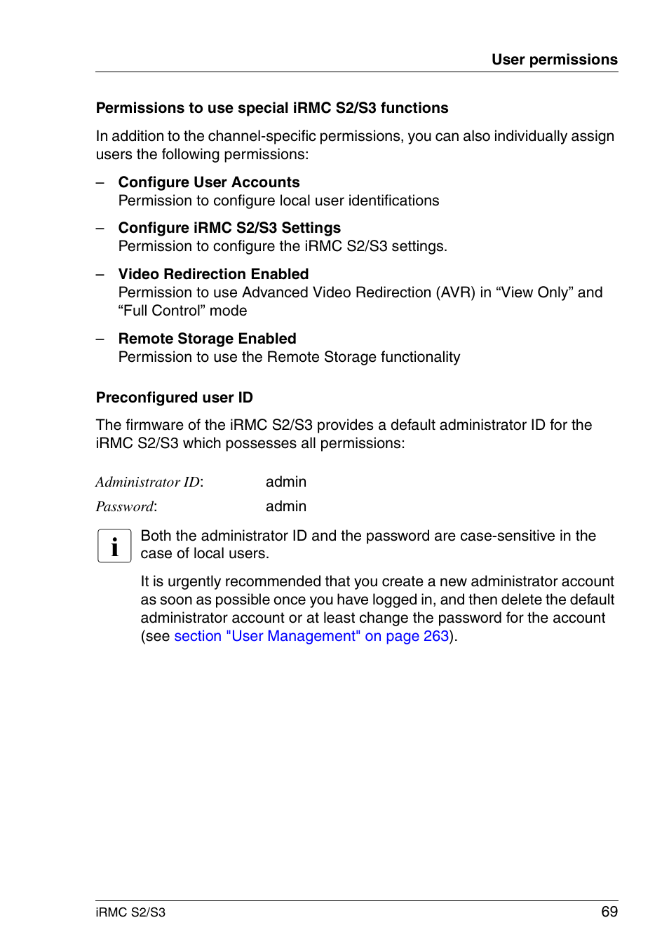 FUJITSU INTEGRATED REMOTE MANAGEMENT CONTROLLER IRMC S2/S3 User Manual | Page 69 / 426