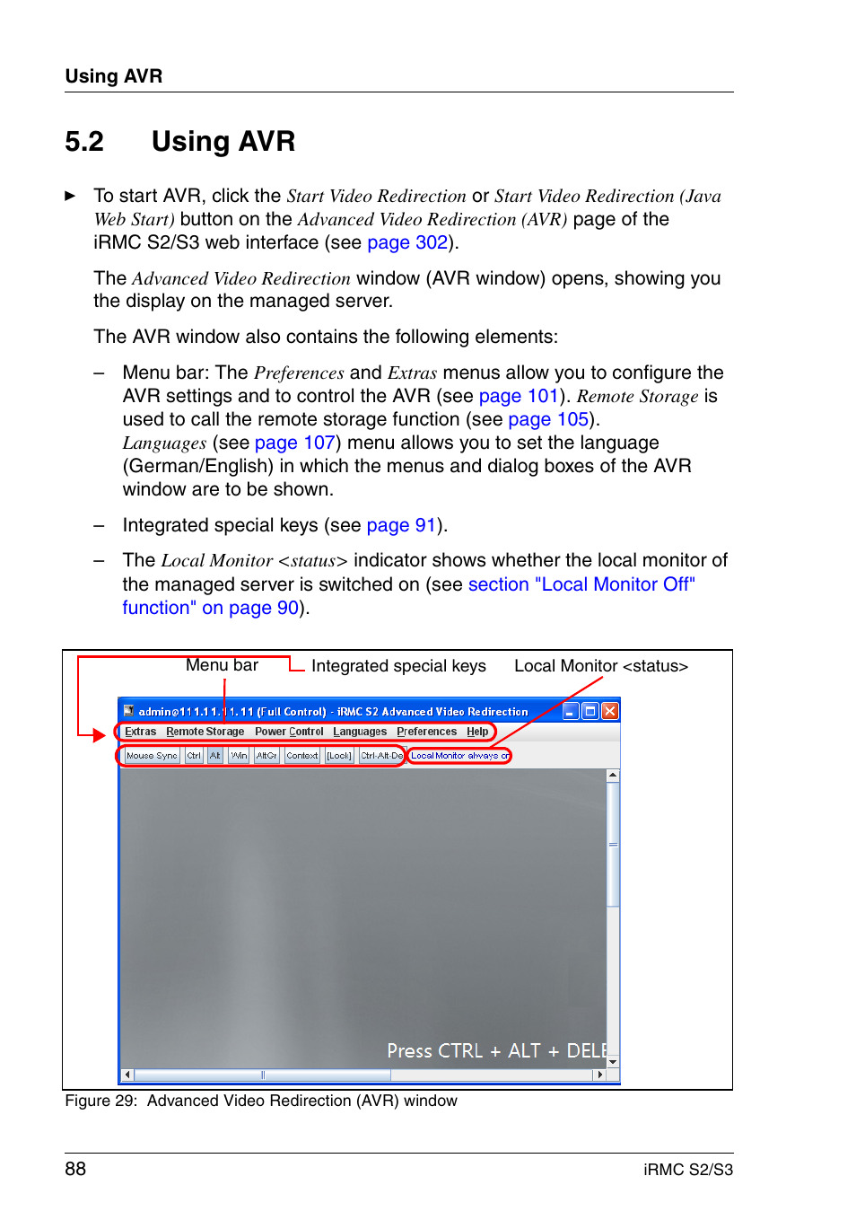 Using avr, 2 using avr | FUJITSU INTEGRATED REMOTE MANAGEMENT CONTROLLER IRMC S2/S3 User Manual | Page 88 / 426