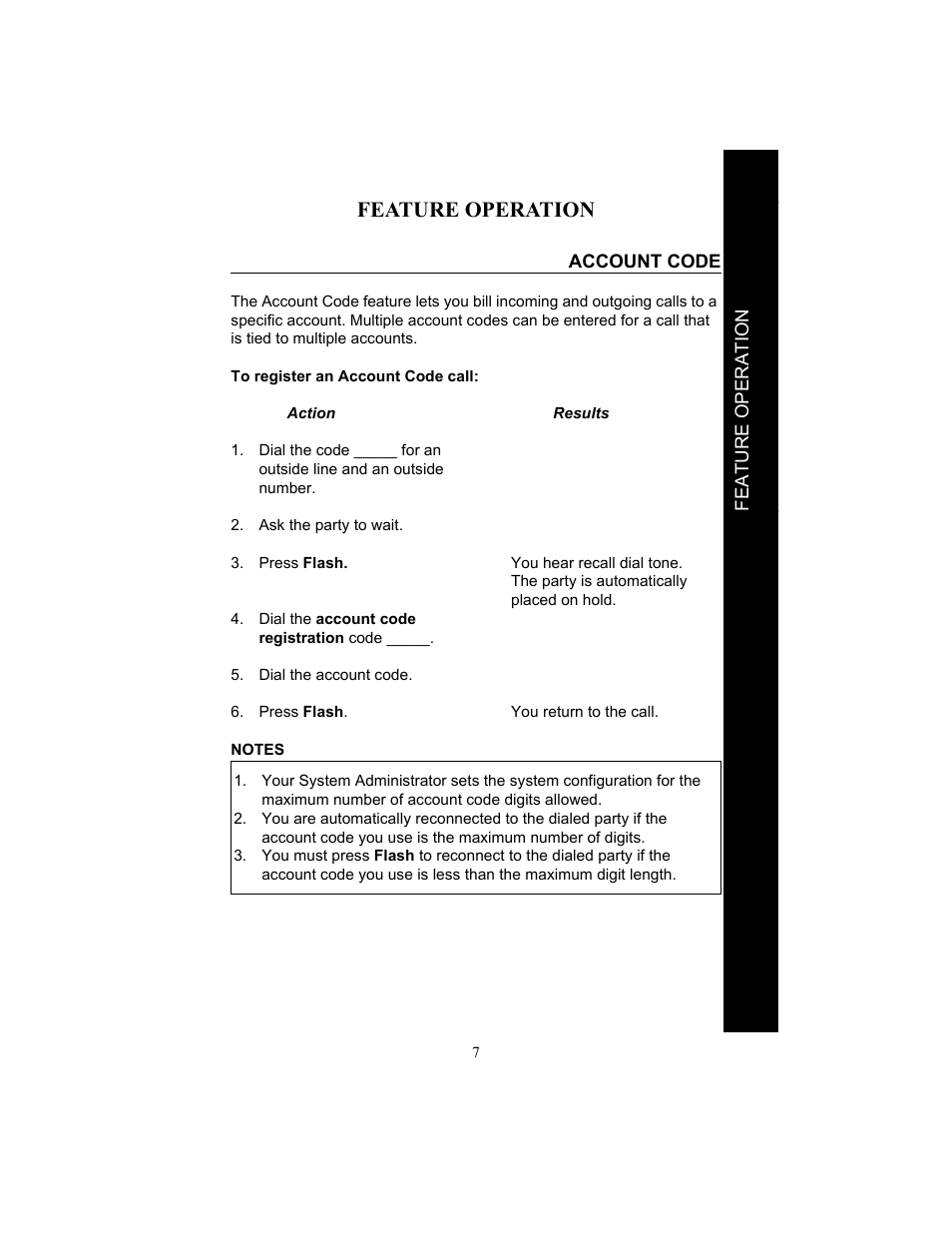 Feature operation, Account code, Feature operation account code | FUJITSU F9600 F9600c User Manual | Page 15 / 96