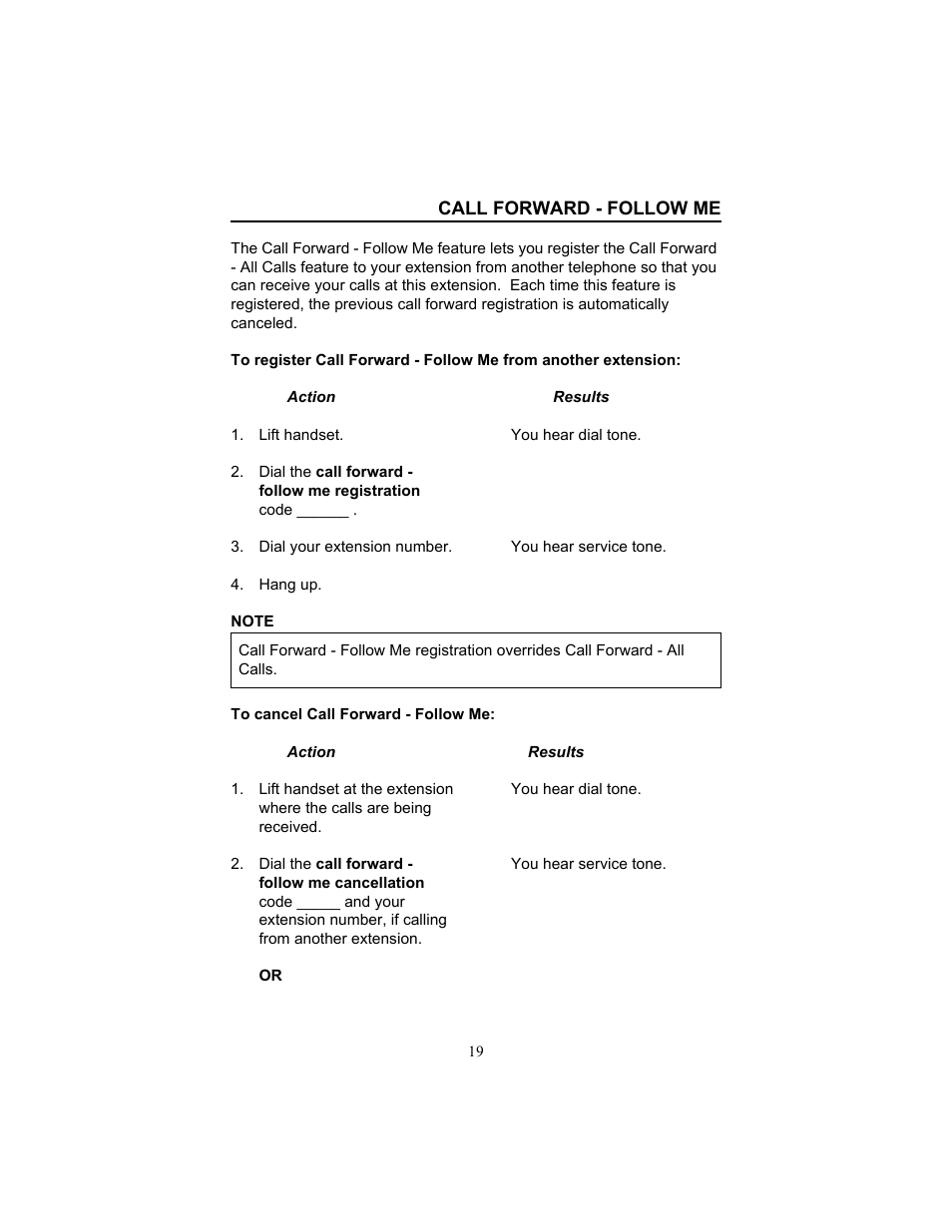 Call forward - follow me | FUJITSU F9600 F9600c User Manual | Page 27 / 96
