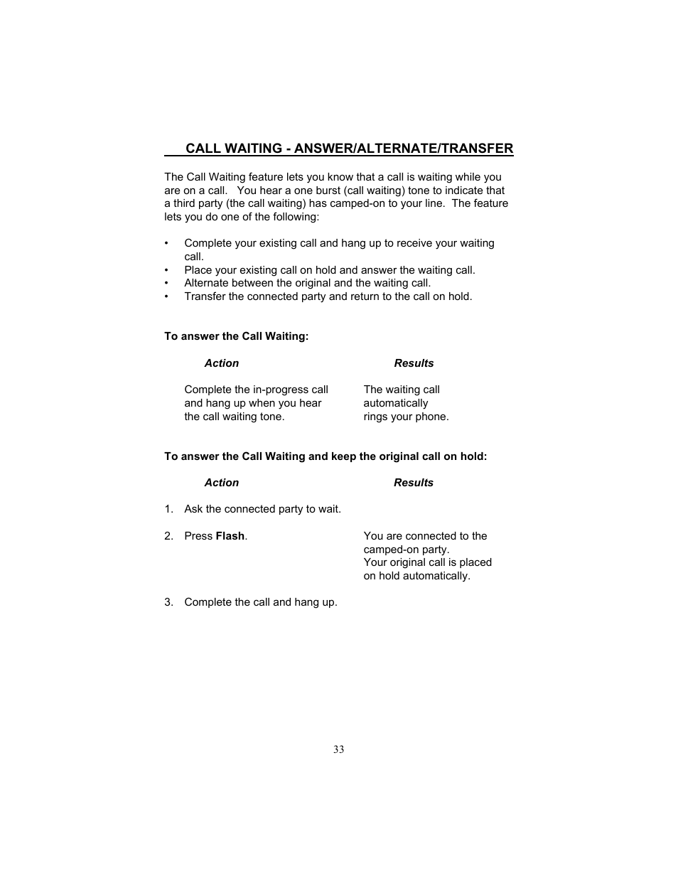 Call waiting - answer/alternate/transfer | FUJITSU F9600 F9600c User Manual | Page 41 / 96