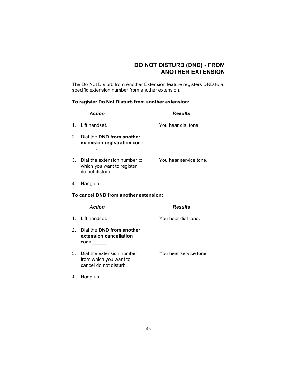 Do not disturb (dnd) - from another extension | FUJITSU F9600 F9600c User Manual | Page 53 / 96
