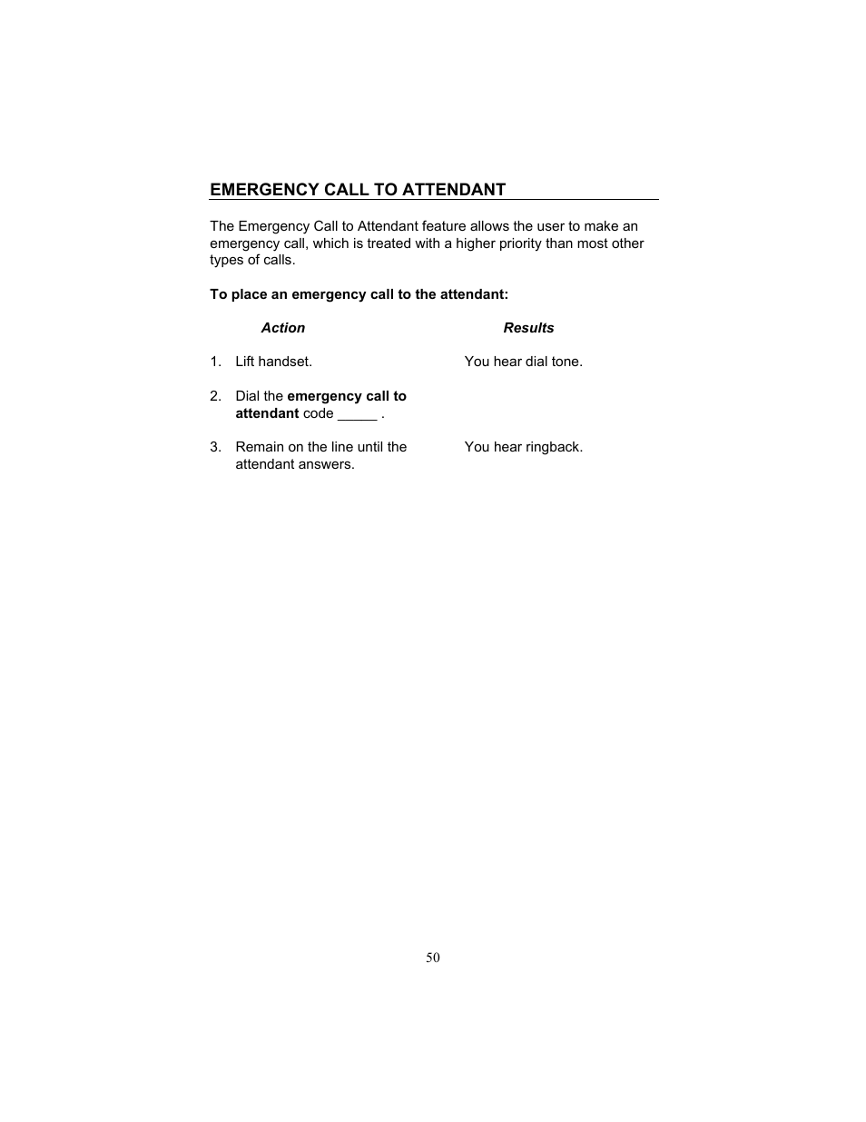Emergency call to attendant | FUJITSU F9600 F9600c User Manual | Page 58 / 96