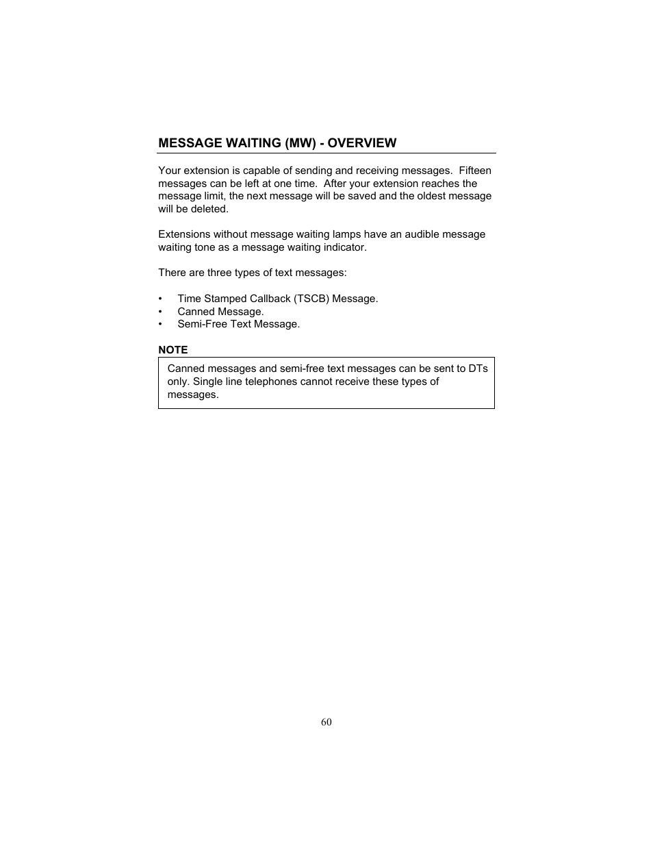 Message waiting (mw) - overview | FUJITSU F9600 F9600c User Manual | Page 68 / 96