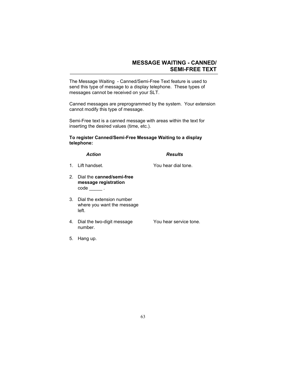 Message waiting - canned/ semi-free text, Message waiting - canned/semi-free text | FUJITSU F9600 F9600c User Manual | Page 71 / 96