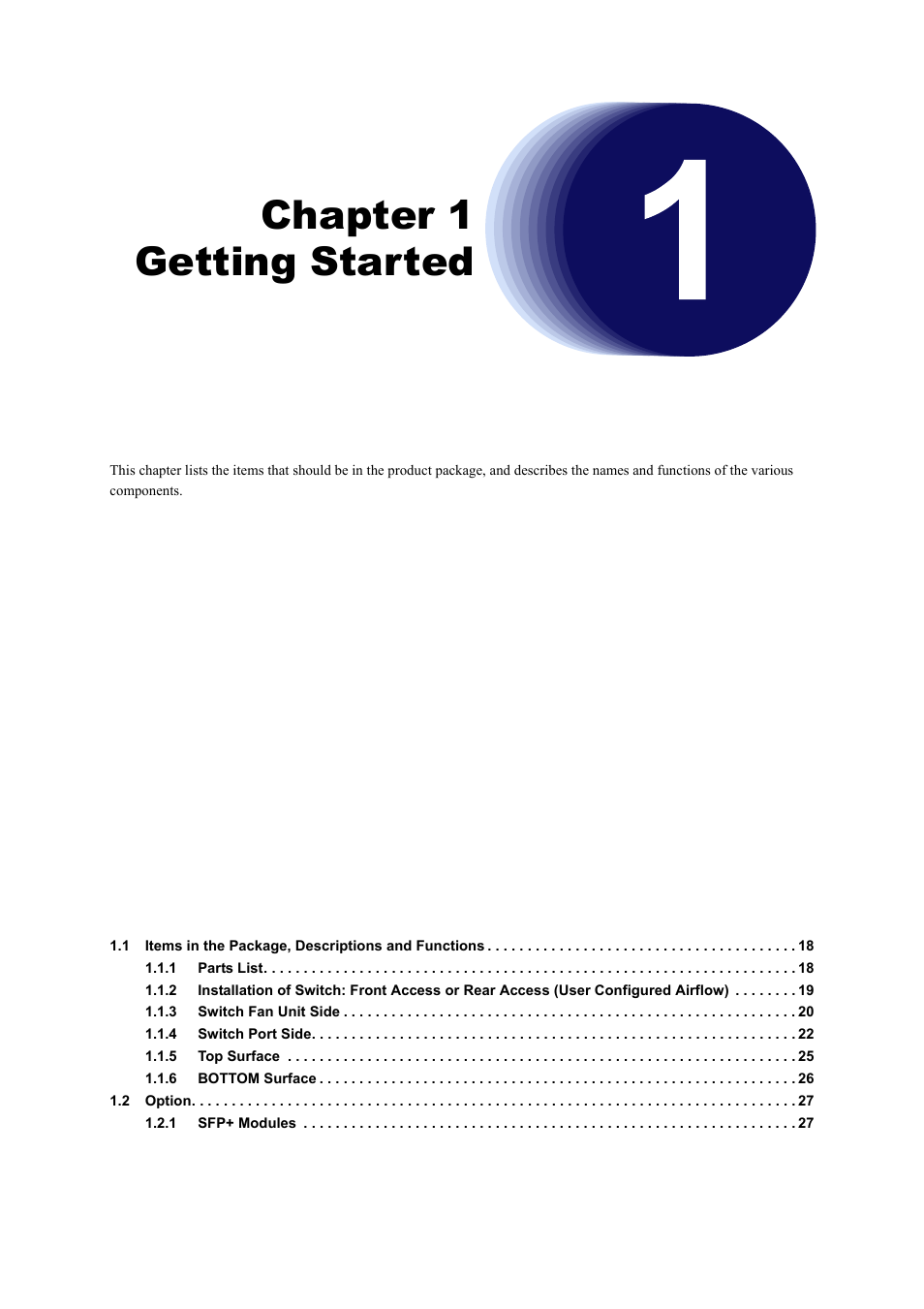 Chapter 1 getting started, Chapter 1, Getting started | FUJITSU XG2600 User Manual | Page 17 / 59