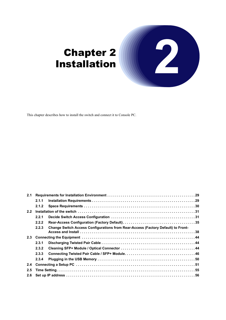 Chapter 2 installation, Chapter 2, Installation | FUJITSU XG2600 User Manual | Page 28 / 59