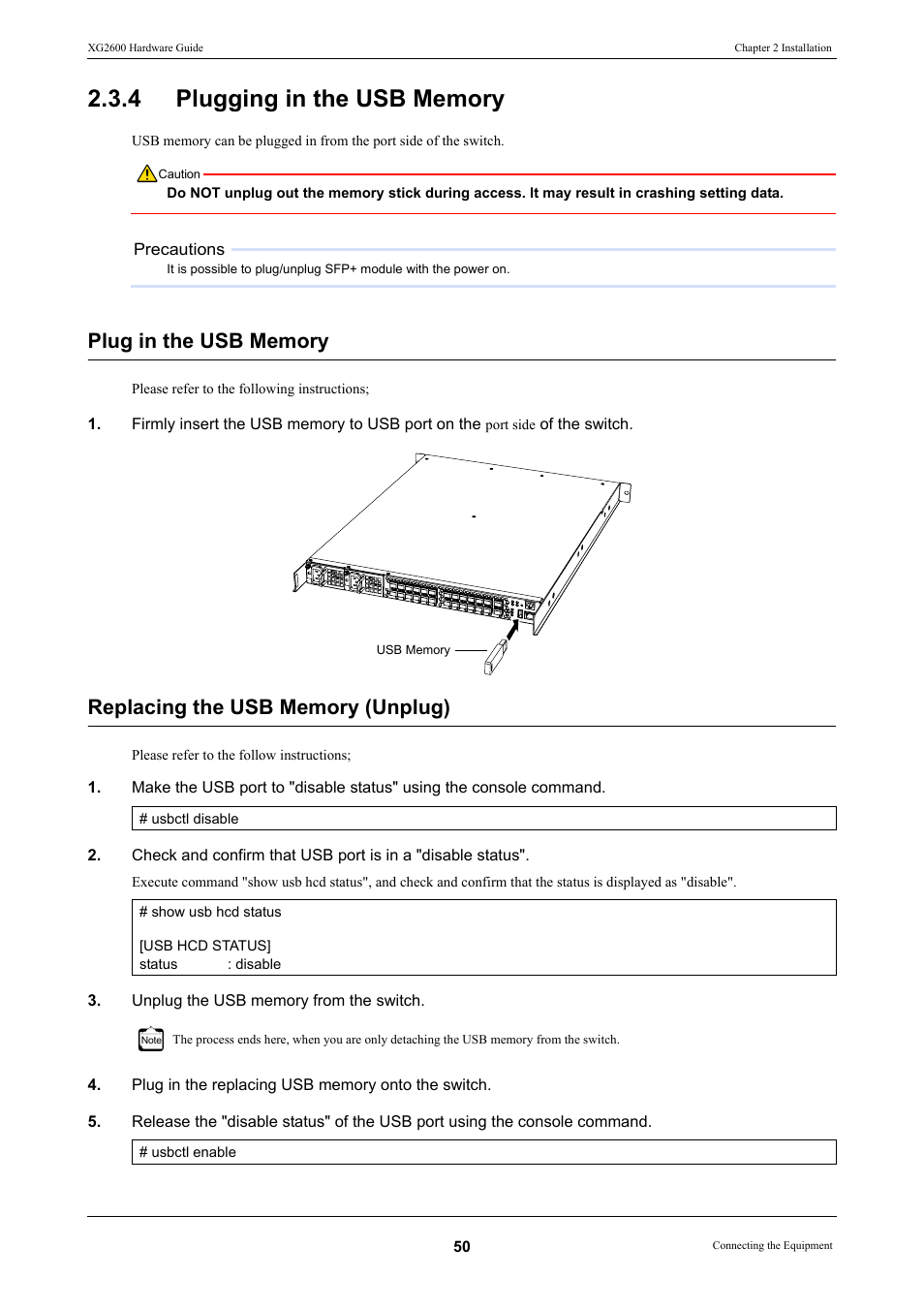 4 plugging in the usb memory, Plugging in the usb memory | FUJITSU XG2600 User Manual | Page 50 / 59