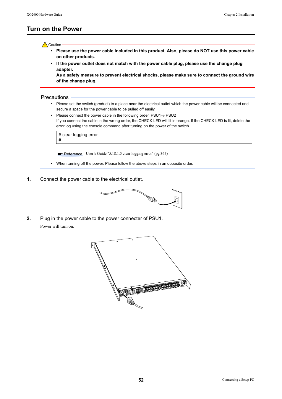 Turn on the power | FUJITSU XG2600 User Manual | Page 52 / 59