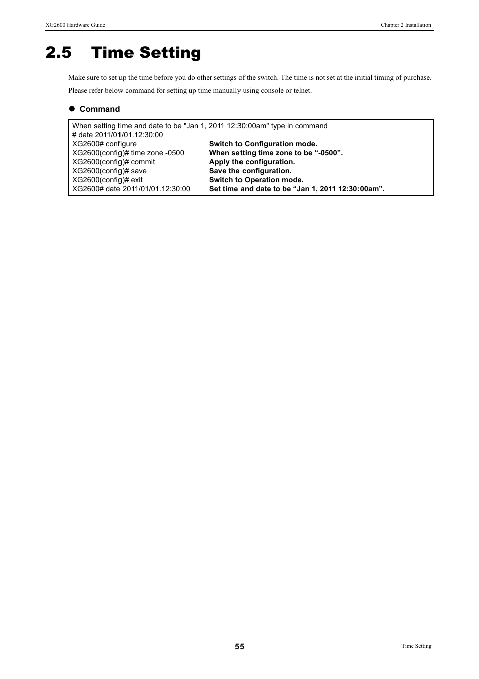 5 time setting, Time setting | FUJITSU XG2600 User Manual | Page 55 / 59