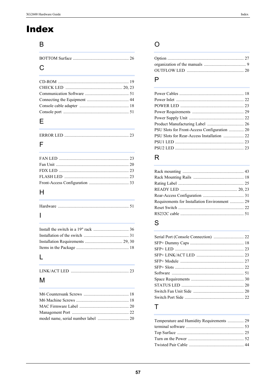 Index | FUJITSU XG2600 User Manual | Page 57 / 59