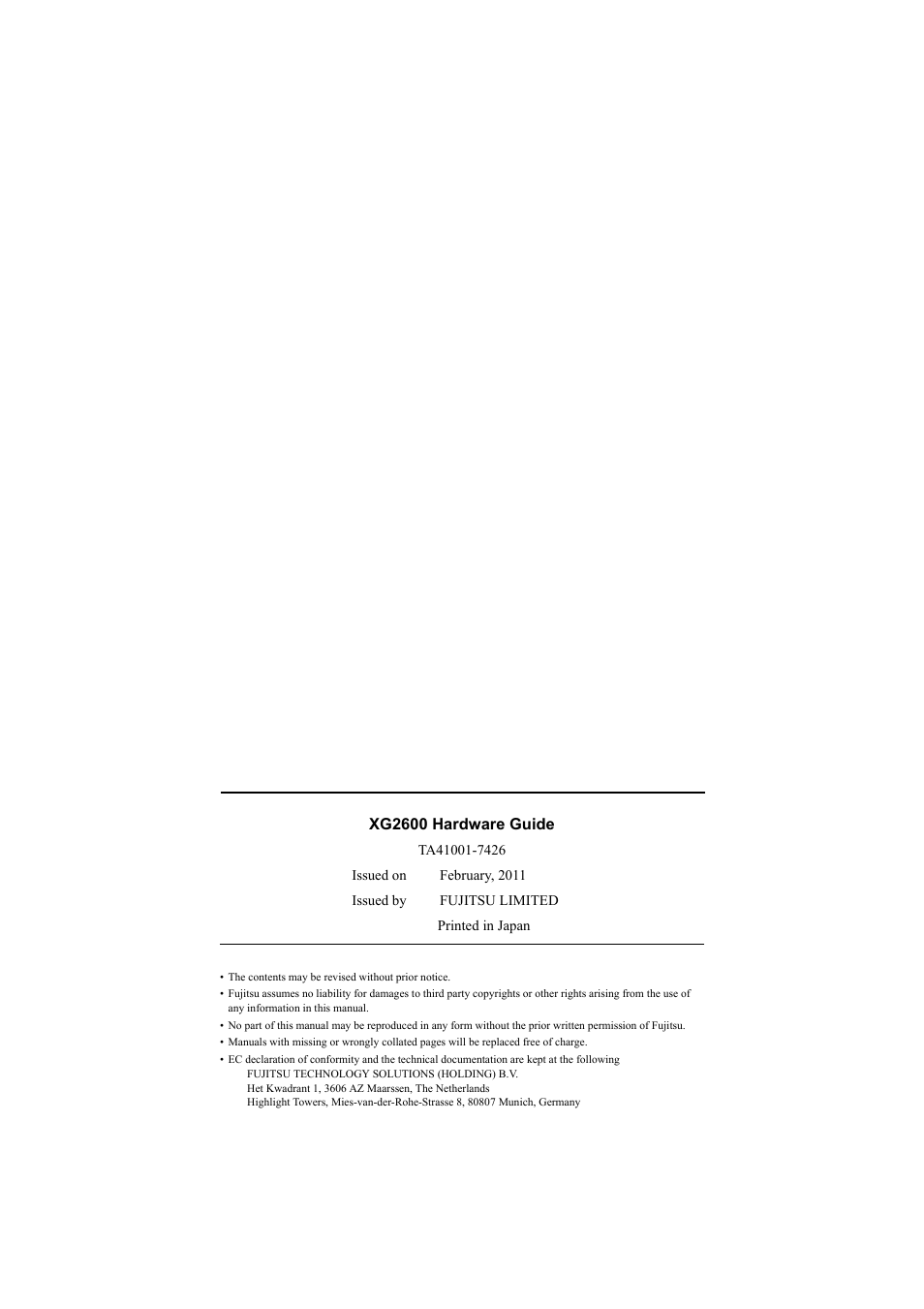 FUJITSU XG2600 User Manual | Page 59 / 59