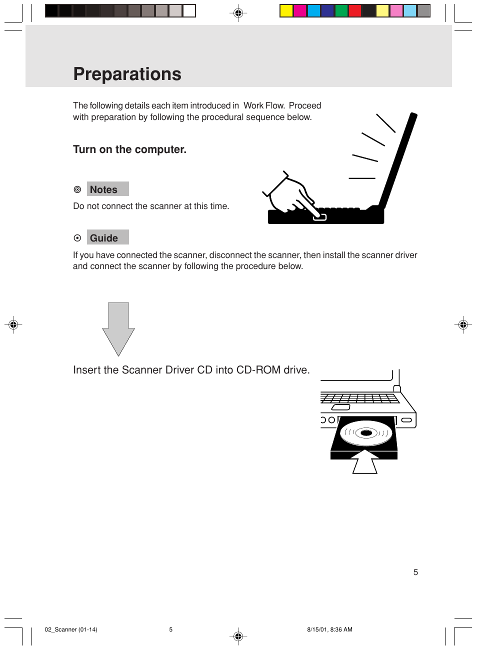 Preparations | FUJITSU Mobile Color Scanner User Manual | Page 17 / 65