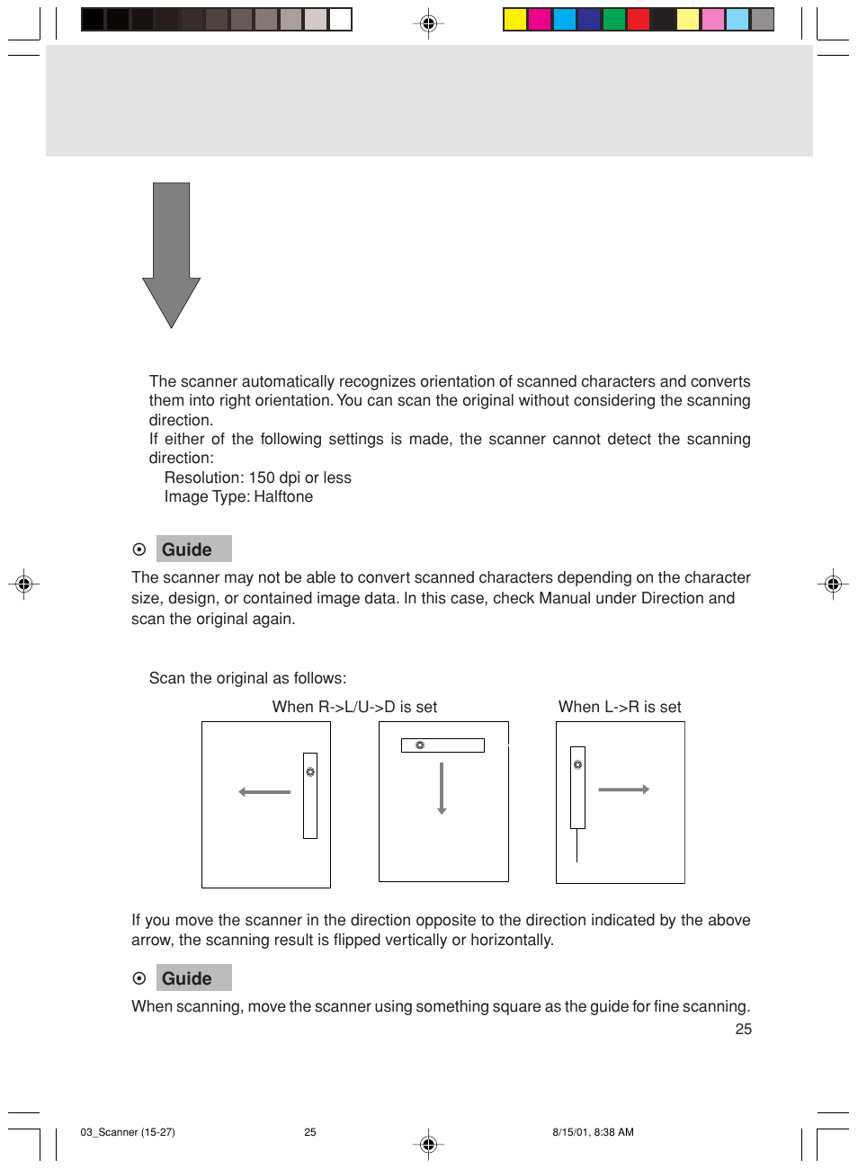 Move the scanner as follows | FUJITSU Mobile Color Scanner User Manual | Page 37 / 65