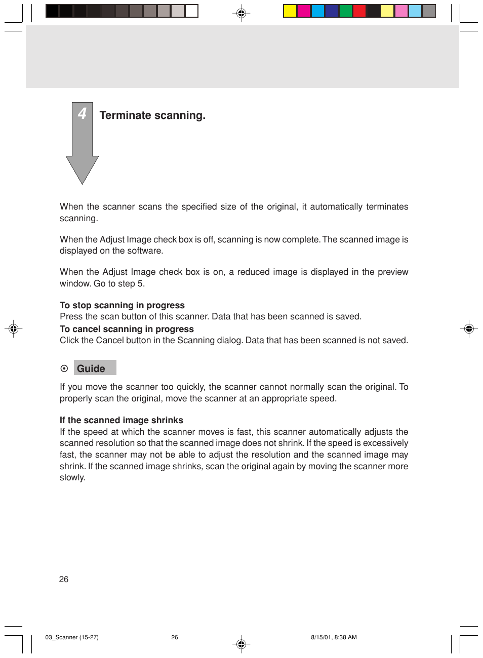 Terminate scanning | FUJITSU Mobile Color Scanner User Manual | Page 38 / 65