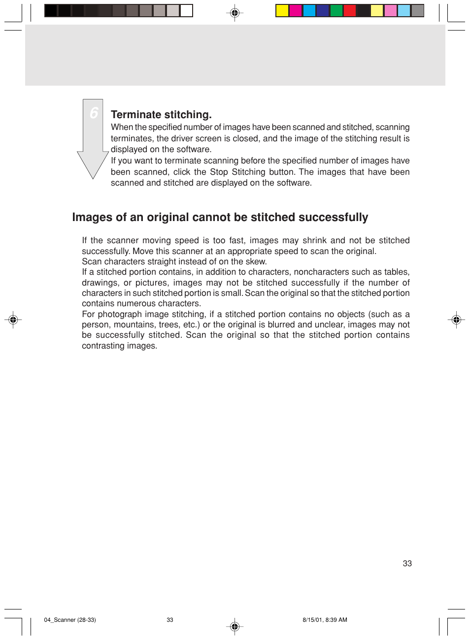 Terminate stitching | FUJITSU Mobile Color Scanner User Manual | Page 45 / 65