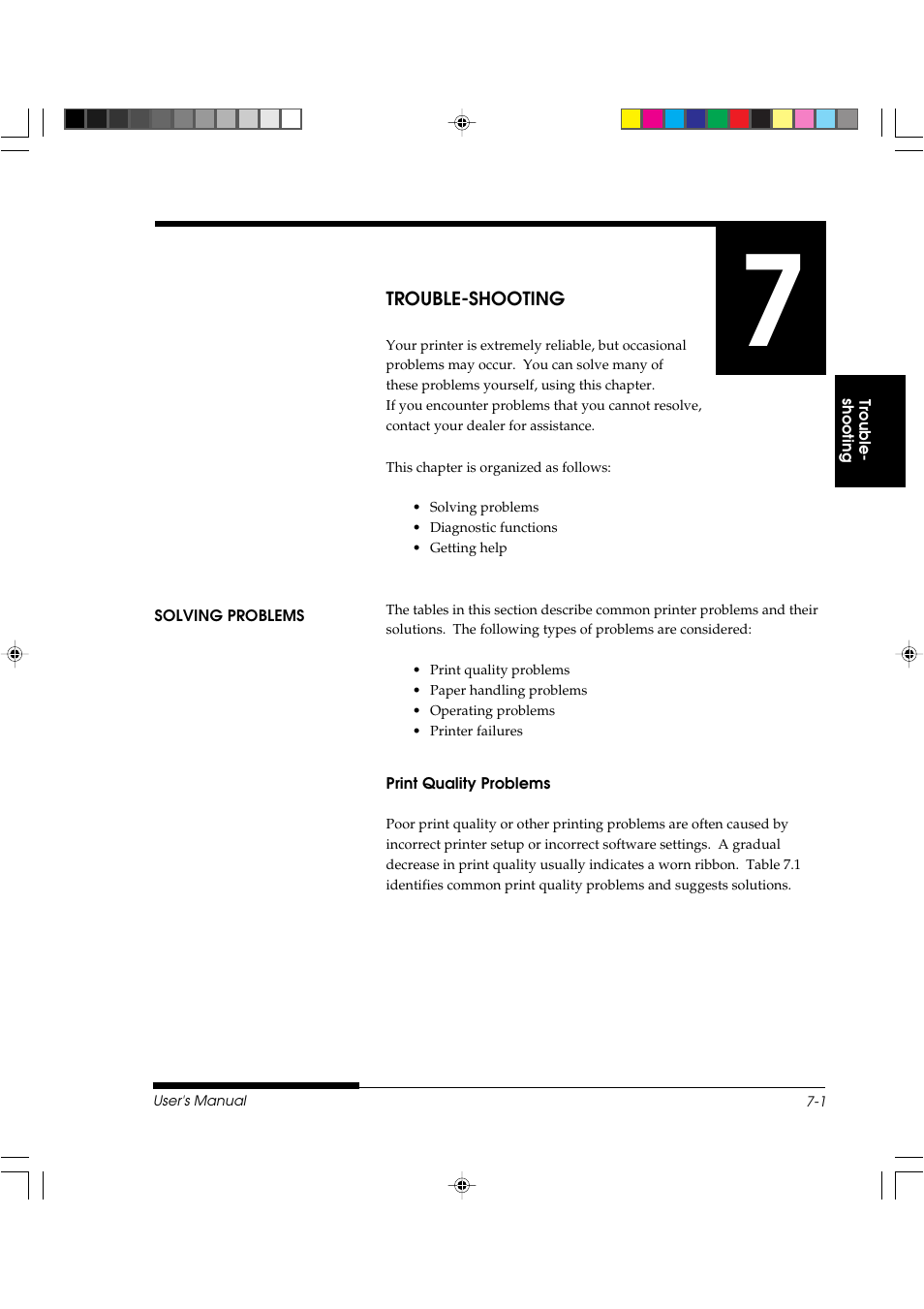 Chapter 7 trouble-shooting, Solving problems, Print quality problems | FUJITSU DL3800 User Manual | Page 155 / 262