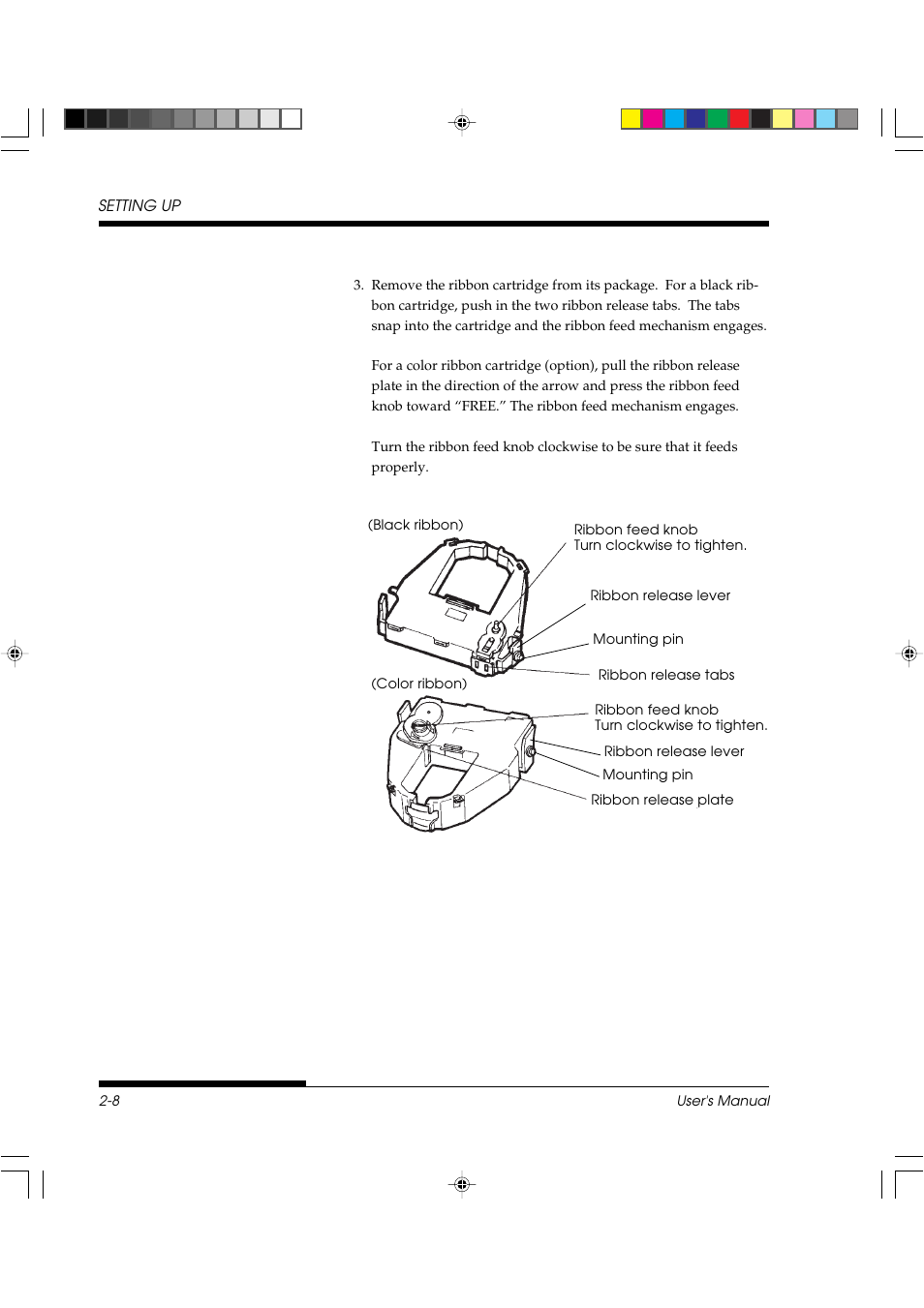 Preparing the ribbon cartridge | FUJITSU DL3800 User Manual | Page 30 / 262