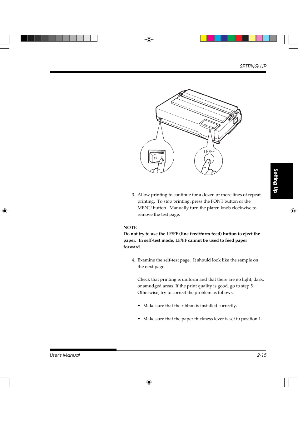 Starting the self-test | FUJITSU DL3800 User Manual | Page 37 / 262