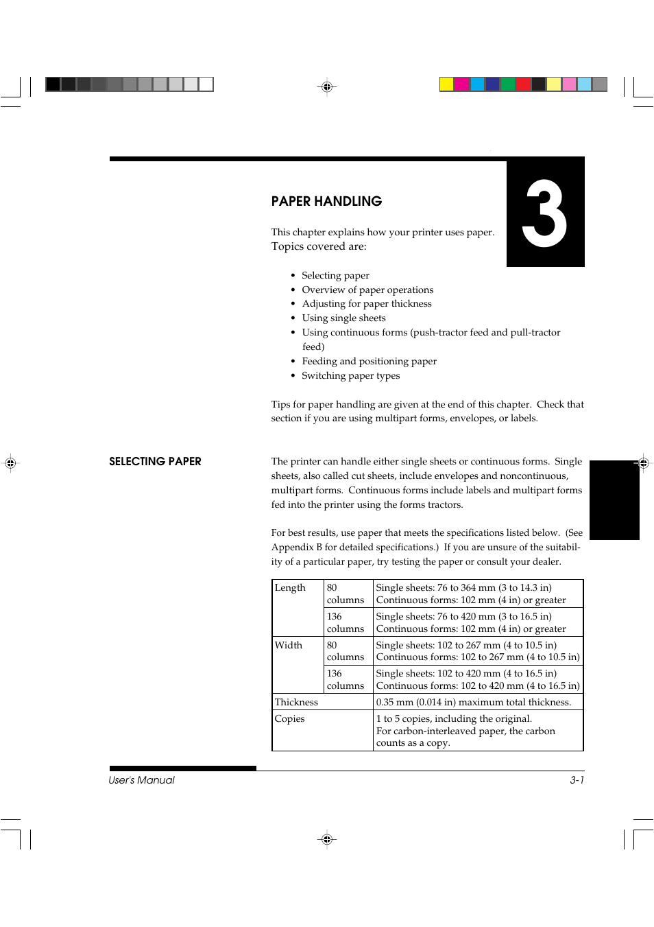 Chapter 3 paper handling, Selecting paper | FUJITSU DL3800 User Manual | Page 51 / 262