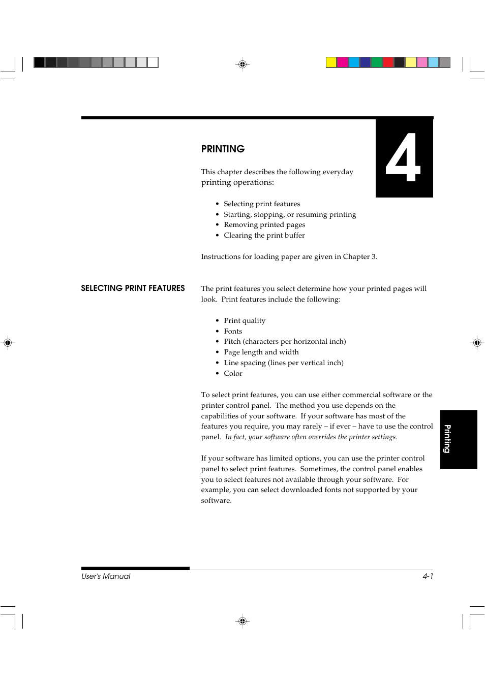Chapter 4 printing | FUJITSU DL3800 User Manual | Page 79 / 262