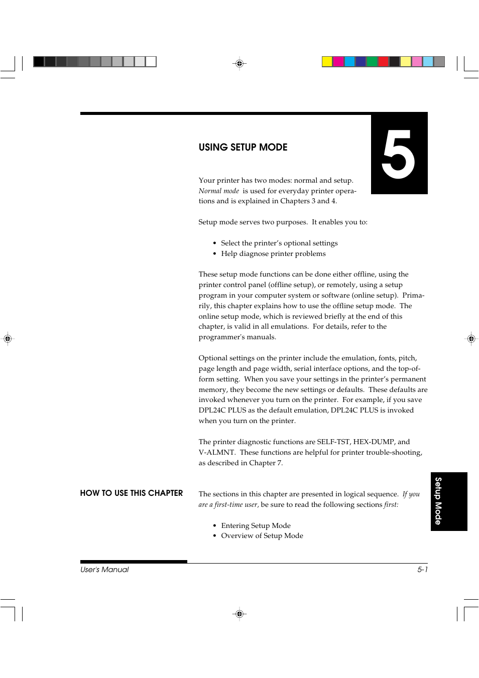 Chapter 5 using setup mode | FUJITSU DL3800 User Manual | Page 89 / 262