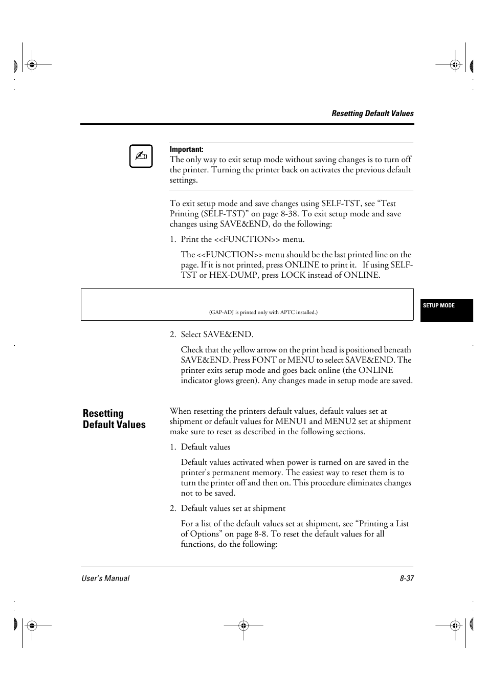 Resetting default values | FUJITSU DL6400 User Manual | Page 118 / 247